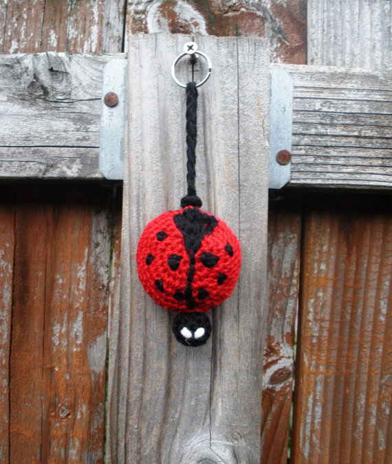 Crochet Plush Ladybug Keychain, Ready To Ship. on Luulla
